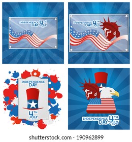 Set Of Vector American Independence Day Background Templates Editable