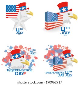 Set Of Vector American Independence Day Editable Background Templates 
