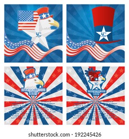 Set Of Vector American Independence Day Background 