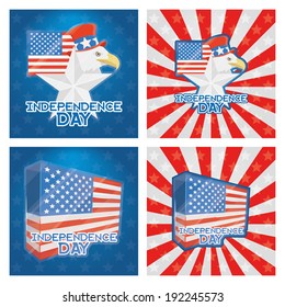 Set Of Vector American Independence Day Background 