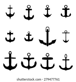 Set of vector anchor. Isolated on white background