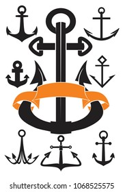 set of vector anchors vector illustration