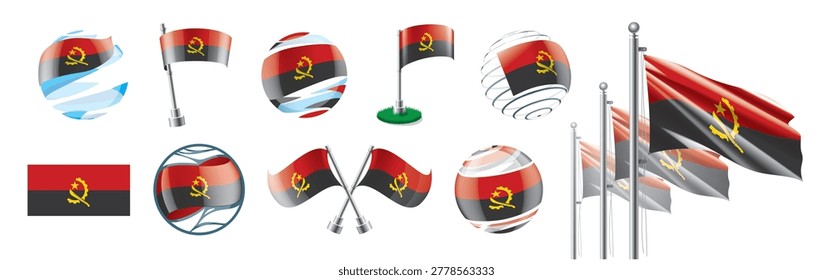 A set of vector Angolan flags of different designs