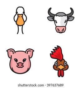 Set of vector animal icons