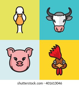 Set of vector animal icons
