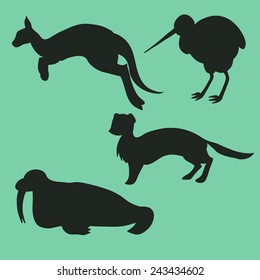 Set of vector animal silhouettes