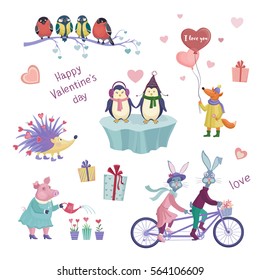 
Set of vector animals cute Valentine's Day. The characters for your design