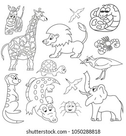 Set of vector animals. Isolated.