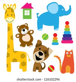 set of vector animals toys