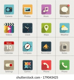 Set of Vector Application Web Icons in Flat Design with Shadows for Network and mobile devices. Graphic Design Editable For Your Design. 