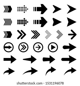 Set of vector arrow icons. Collection of pointers.