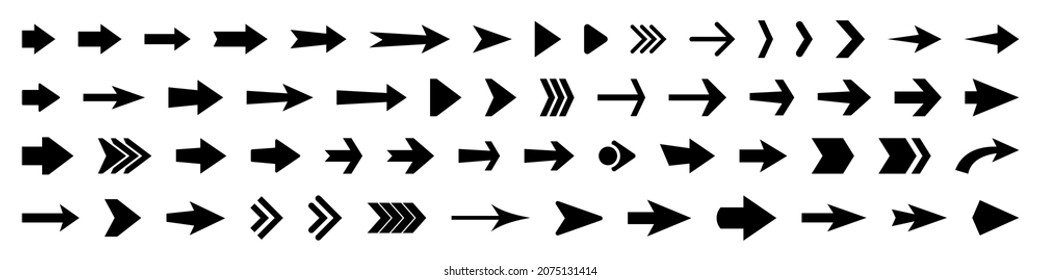 Set of vector arrow icons. Collection of pointers.