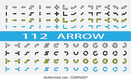 Set of vector arrow icons. Four Style.