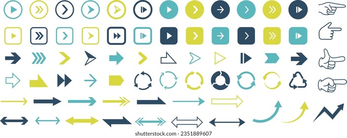 Conjunto de iconos de flecha vectorial y pictogramas