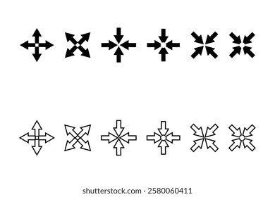 Set of Vector Arrow Icons Showing Direction Changes.