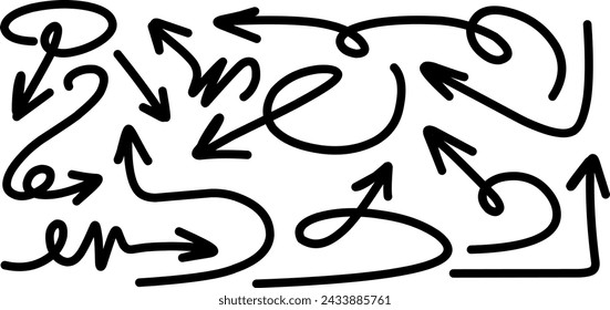 Set of vector arrow isolated white background