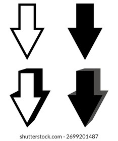set vector Arrow Pointing Down icon. download sign symbol design illustration