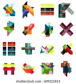 Set of vector arrow, triangle and line geometrical infographic templates, business presentation paper design elements with options or steps
