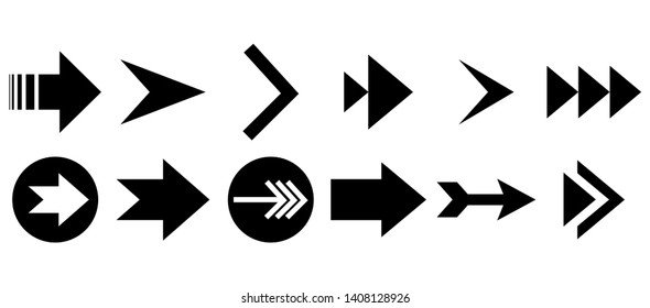 Set of vector arrows. Arrows Black vector on white background. Arrow vector icon. Arrow icon. Arrows Collection 