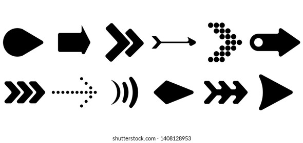 Set of vector arrows. Arrows Black vector on white background. Arrow vector icon. Arrow icon. Arrows Collection 