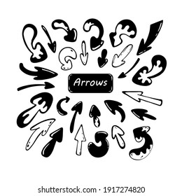 Satz von Vektorpfeilen. Pfeile, schwarze Vektorgrafik auf weißem Hintergrund. PfeilVektorsymbol.