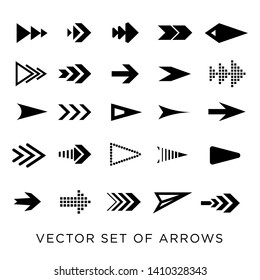 Set of vector arrows. Black template for interface design. EPS 10