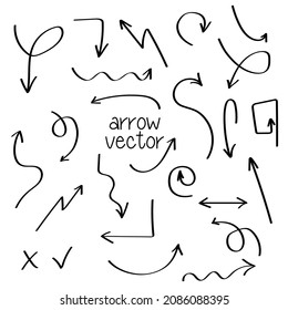 Set of vector arrows. Collection of concept arrows for web design, mobile apps, interface and more. Arrows Blacks on white background.