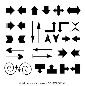 Set of vector arrows for decoration. Vector monochrome arrows on a white background.