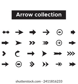 Set of vector arrows design. Black Arrows icon vector on white background. Arrow falt vector sign. Arrow icon. Arrows Collection elements