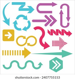 Set of vector arrows in different colors. Elements for your design.