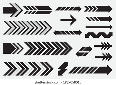 Set of vector arrows of different shapes