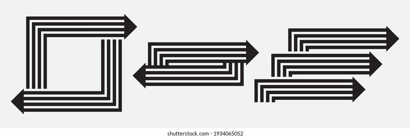 Set of vector arrows of different shapes 