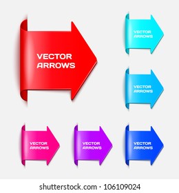 Set vector arrows in the form of paper stickers