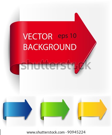 Set vector arrows in the form of paper stickers