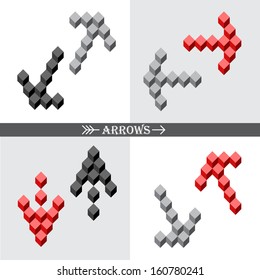 Set of vector arrows. Geometric pointers