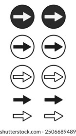 Set vector arrows icon isolated on white background.