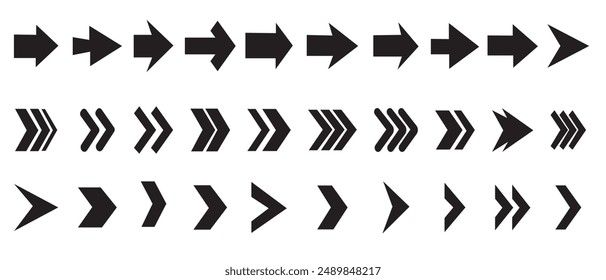 Set of vector arrows. Mega bundle set. Arrow vector icon collection. Black arrows collection. Arrow. Cursor. Arrow vector icon. Collection different arrows sign. Vector illustration.