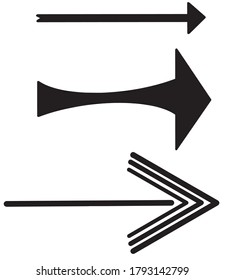 Set of vector arrows on a white background 