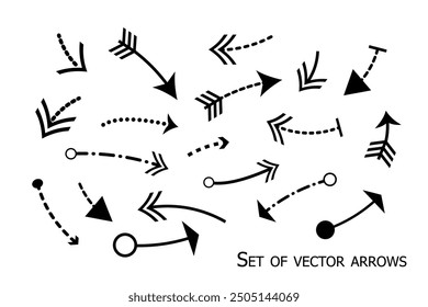 Set of vector arrows, title, black on white