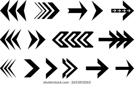 Set of vector arrows in various styles for design and navigation elements