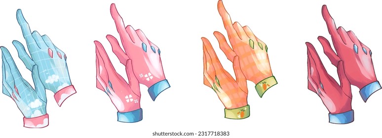 Set of vector art illustrationsWinter gloves,Leather gloves,Gloves