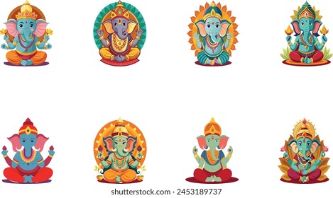 Set of Vector art lord Ganesa art 