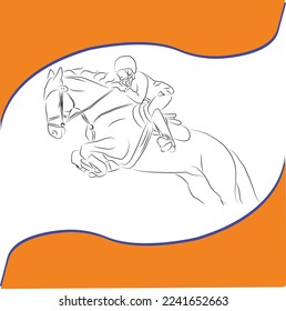 Set of vector art of man with horse image Tracing and cartoon sketch drawing 