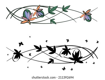 set of vector art nouveau abstract floral patterns