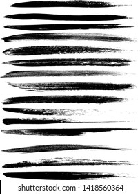 Set of vector artistic brushs. Black abstract lines from ink/ acryl