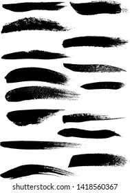 Set of vector artistic brushs. Black abstract lines from ink/ acryl