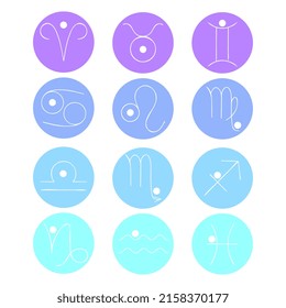 Set of Vector astrological signs. Zodiac signs collection. Horoscope