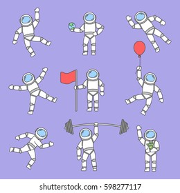 set vector astronauts in different poses.