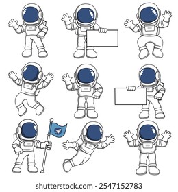 Set Of Vector Astronout Characters