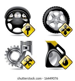 Set of vector automobile service and repair related icons